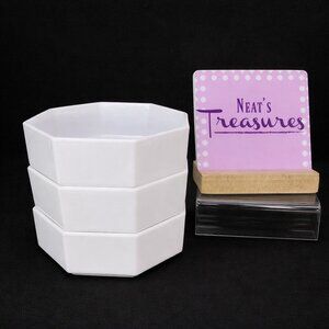 Arcoroc OCTIME France White Octagon Shape Blown Glass Soup Cereal Bowls Set of 3